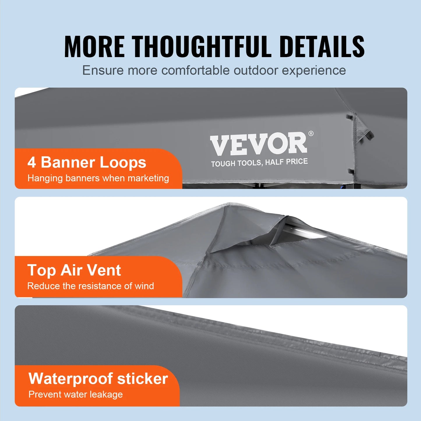 SucceBuy 10x10ft Pop Up Canopy Tent Waterproof Silver