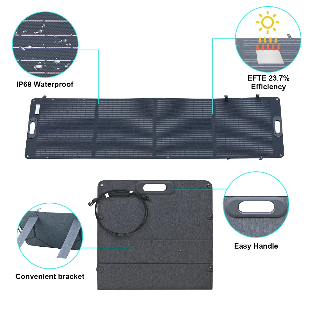 Ctolity 100W 200W Flexible Foldable Solar Panel Portable Waterproof Solar Generator Kit 12V 18V For Camping