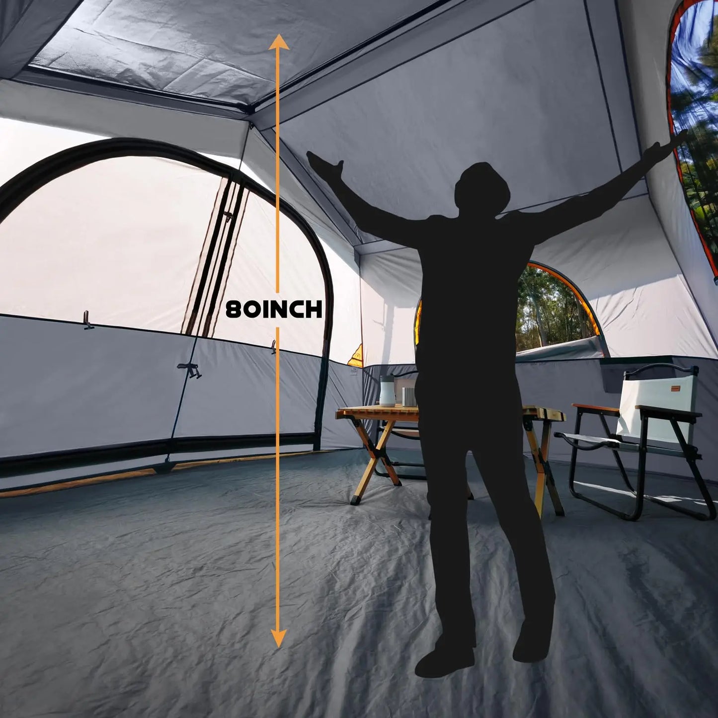 8 Person Camping Tent Portable Family Cabin Tent Windproof