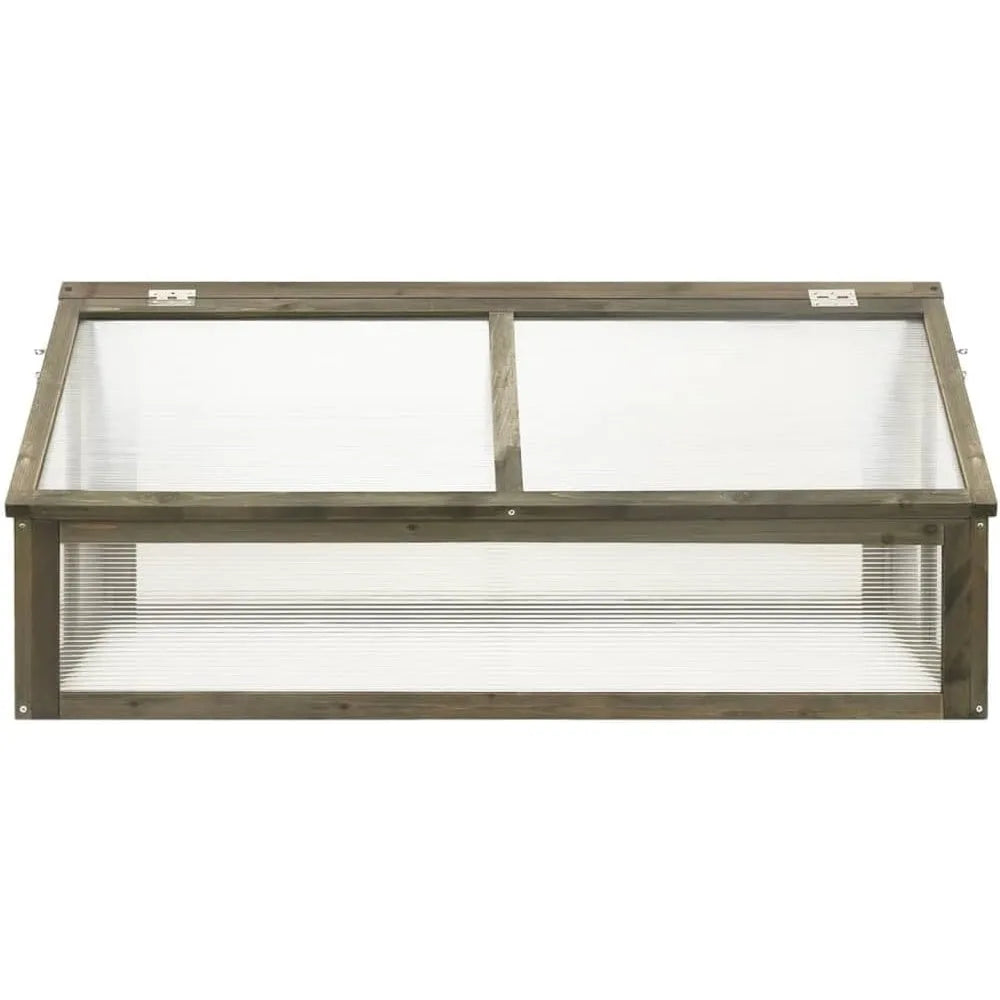 Wooden Greenhouse With Two Hinged Roofs Gray Solid Firwood