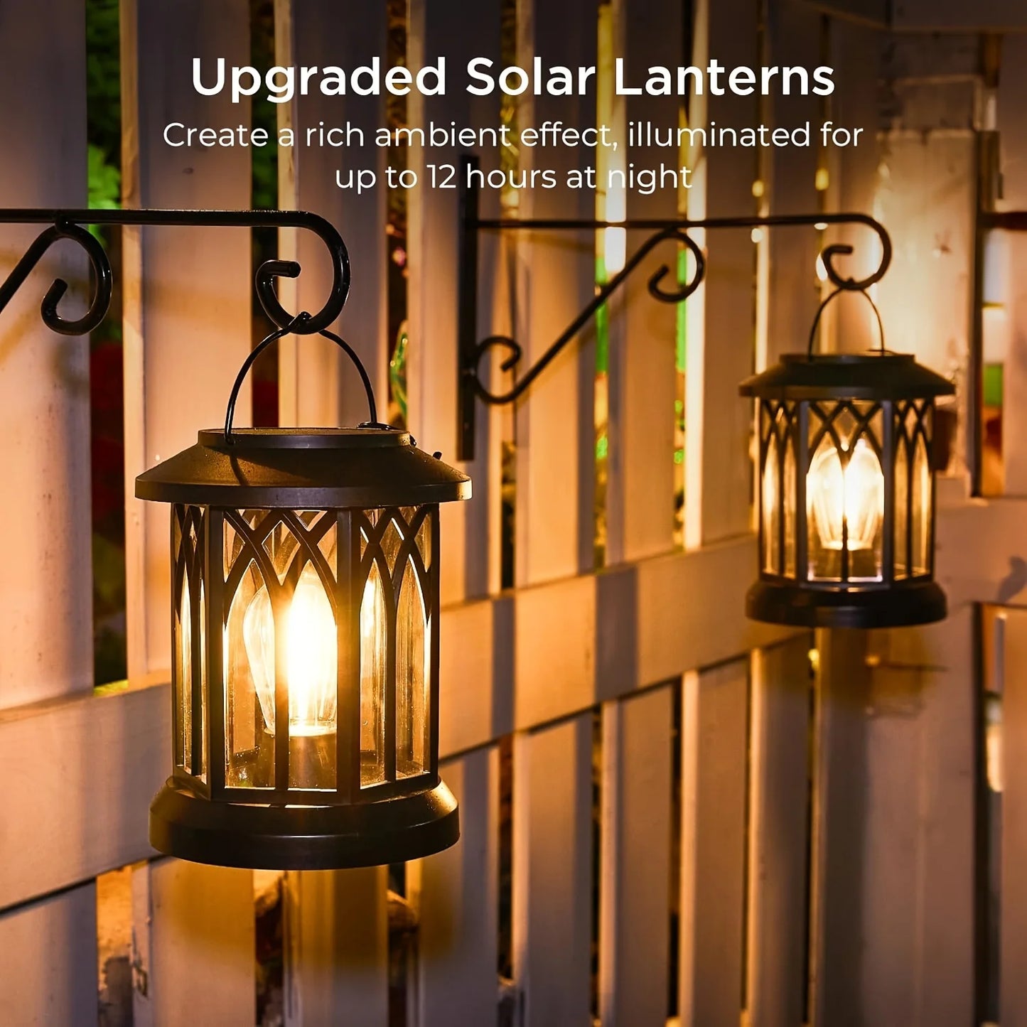 2 Pack Solar Lantern Lights Warm Light For Garden Patio