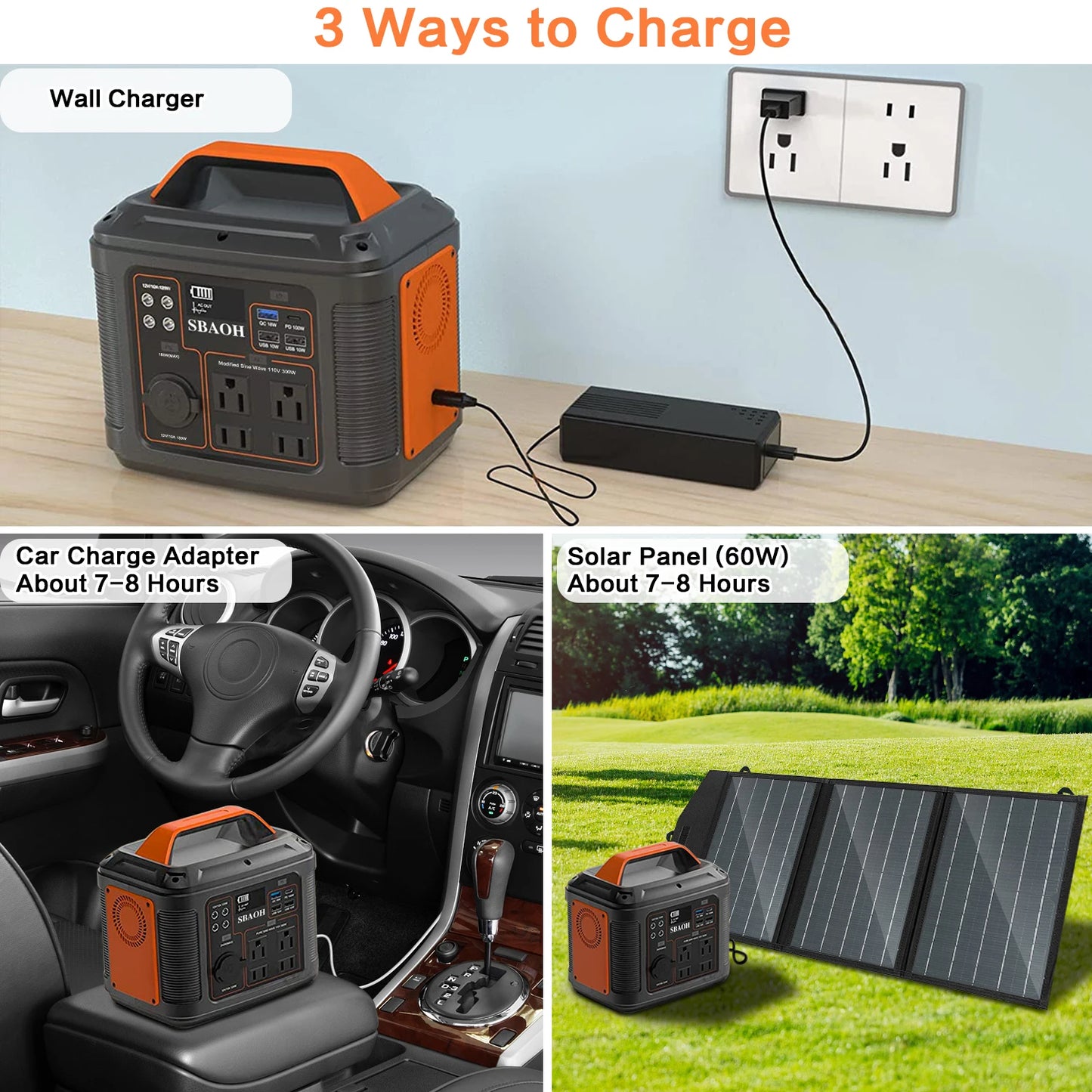 Portable Power Station 300W 296Wh Solar Generator Quick