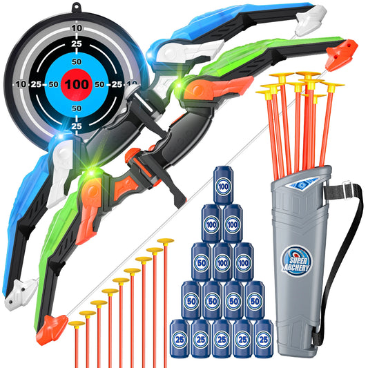 Bow and Arrow Toys with Light Up LED for Kids Age 3 Plus Archery and Target Set Indoor and Outdoor Sports Games