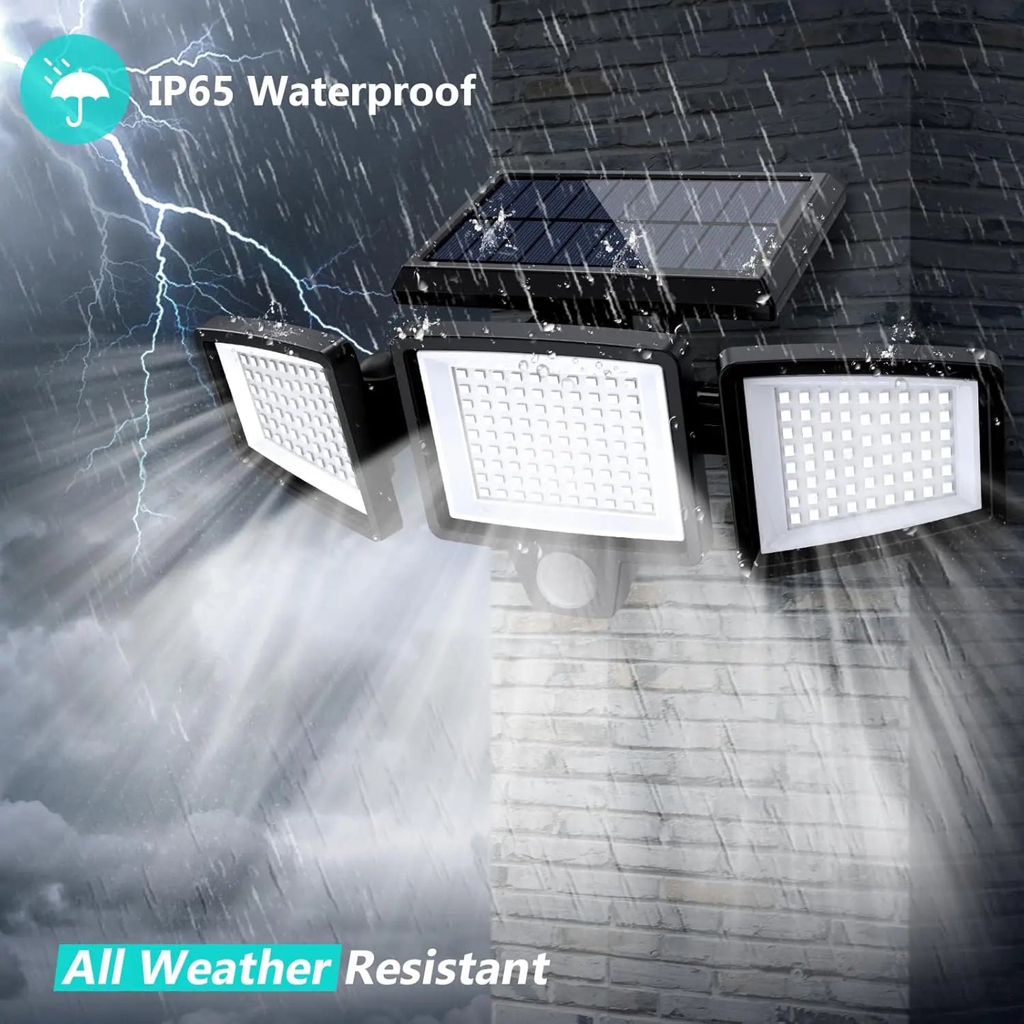 IP65 Waterproof Triple Head Solar Motion Light 2500LM