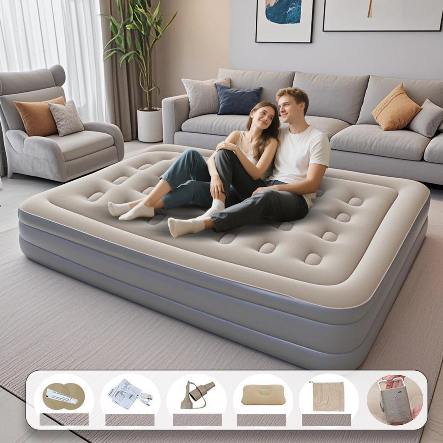 Portable Folding Inflatable Camping Mattress With Pump