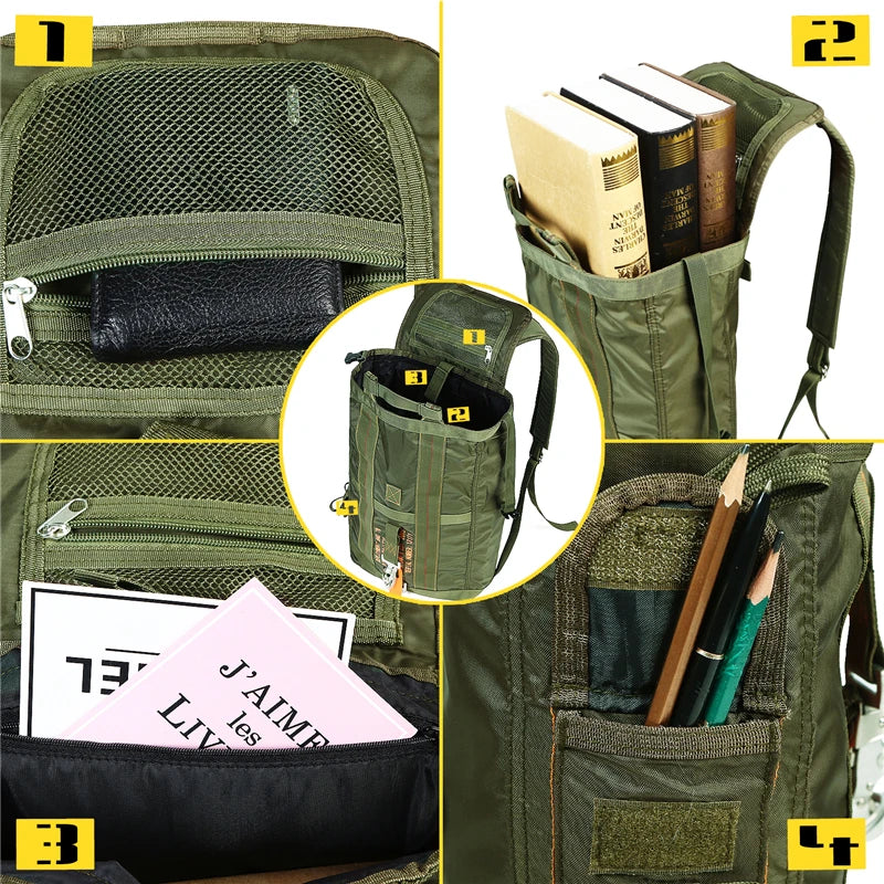 Durable All Purpose Backpack Lightweight Carryall Parachute Bag for Outdoor Hunting Hiking School Adventures