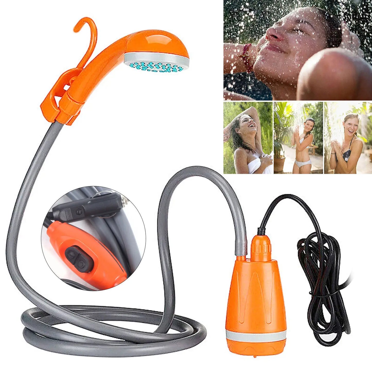 62W 12V Portable Outdoor Camping Shower Pump For Hiking