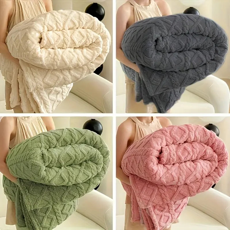 Ultra Soft 3D Plush Fleece Blanket Dense Weave For Warmth