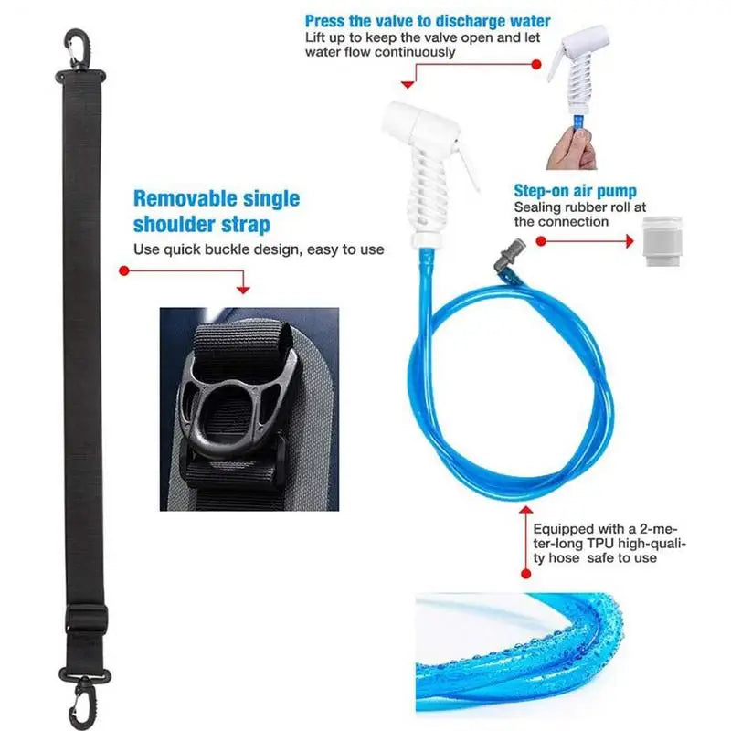 12L Portable Camping Shower Bag With Foot Pump Window