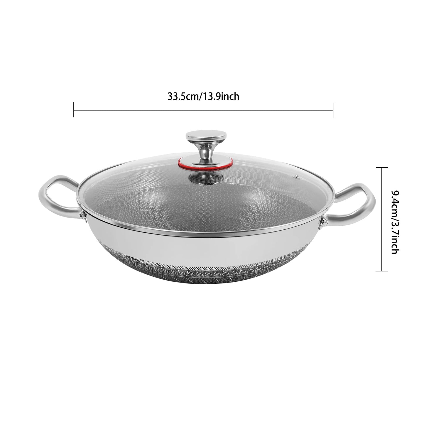 Stainless Steel Pan, Cooking Pan, Double-sided Honeycomb Frying Pan, Non-stick Pan with Lid Induction Cooker Gas Stove Universal