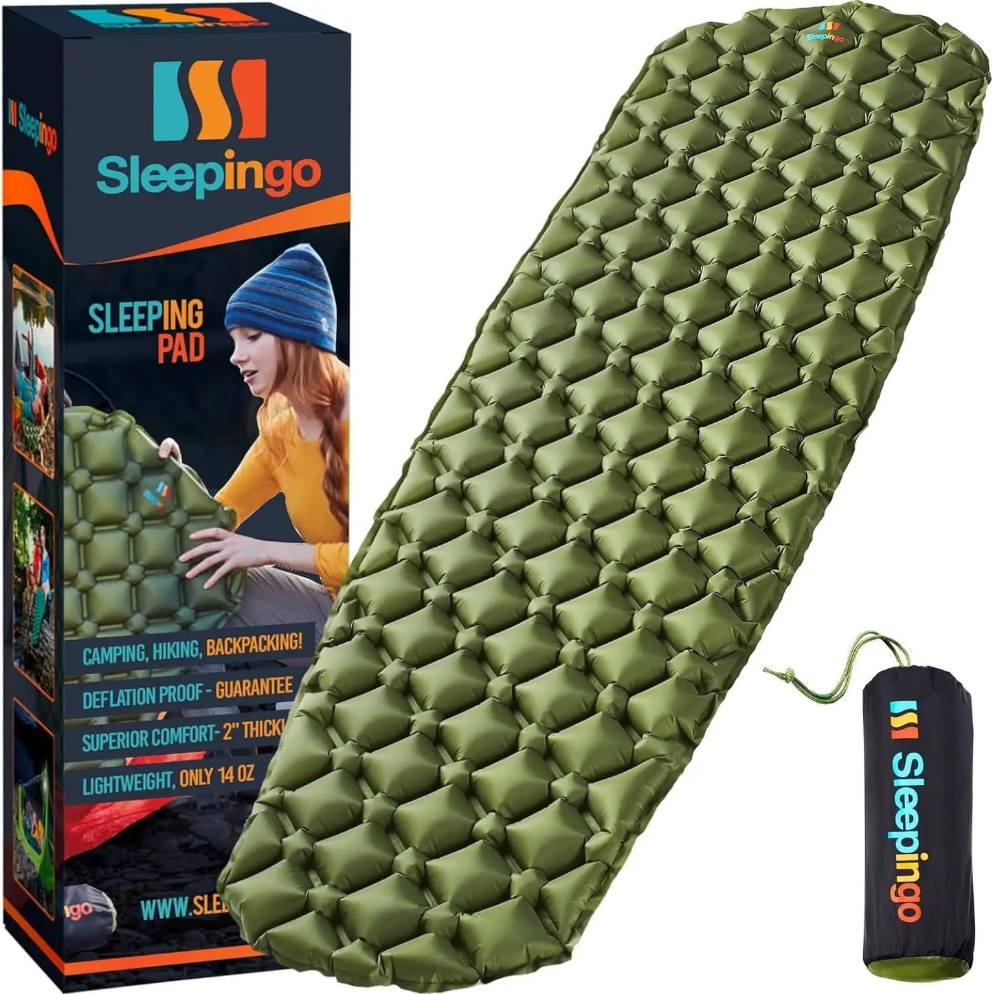 Ultralight Inflatable Sleeping Pad 74x22 Inch Camping
