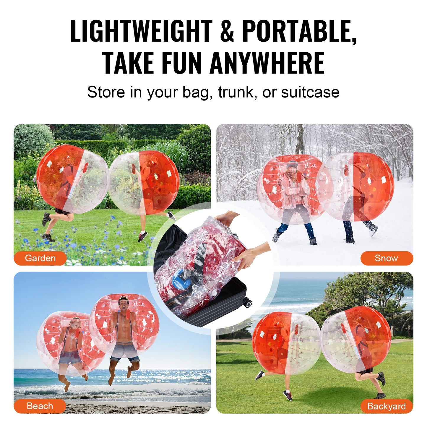 SucceBuy 5FT Inflatable Bumper Ball Body Bubble Zorb Ball for Teen and Adult Body Bubble Soccer Ball PVC Hamster Bubble Ball