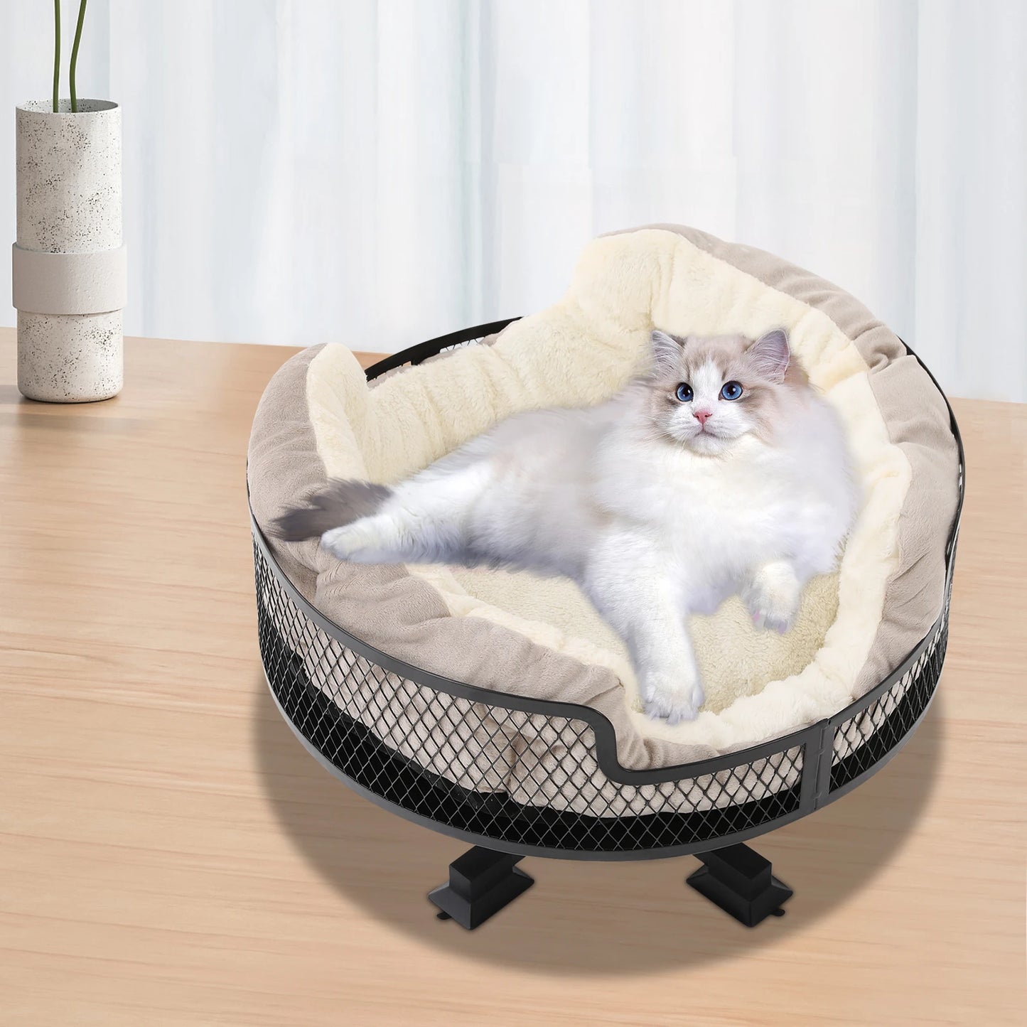 Portable Stainless Steel Elevated Cat Desk Bed 22 Lbs