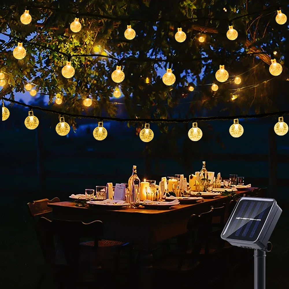 Solar Bubble Ball String Lights Outdoor 8 Modes IP44