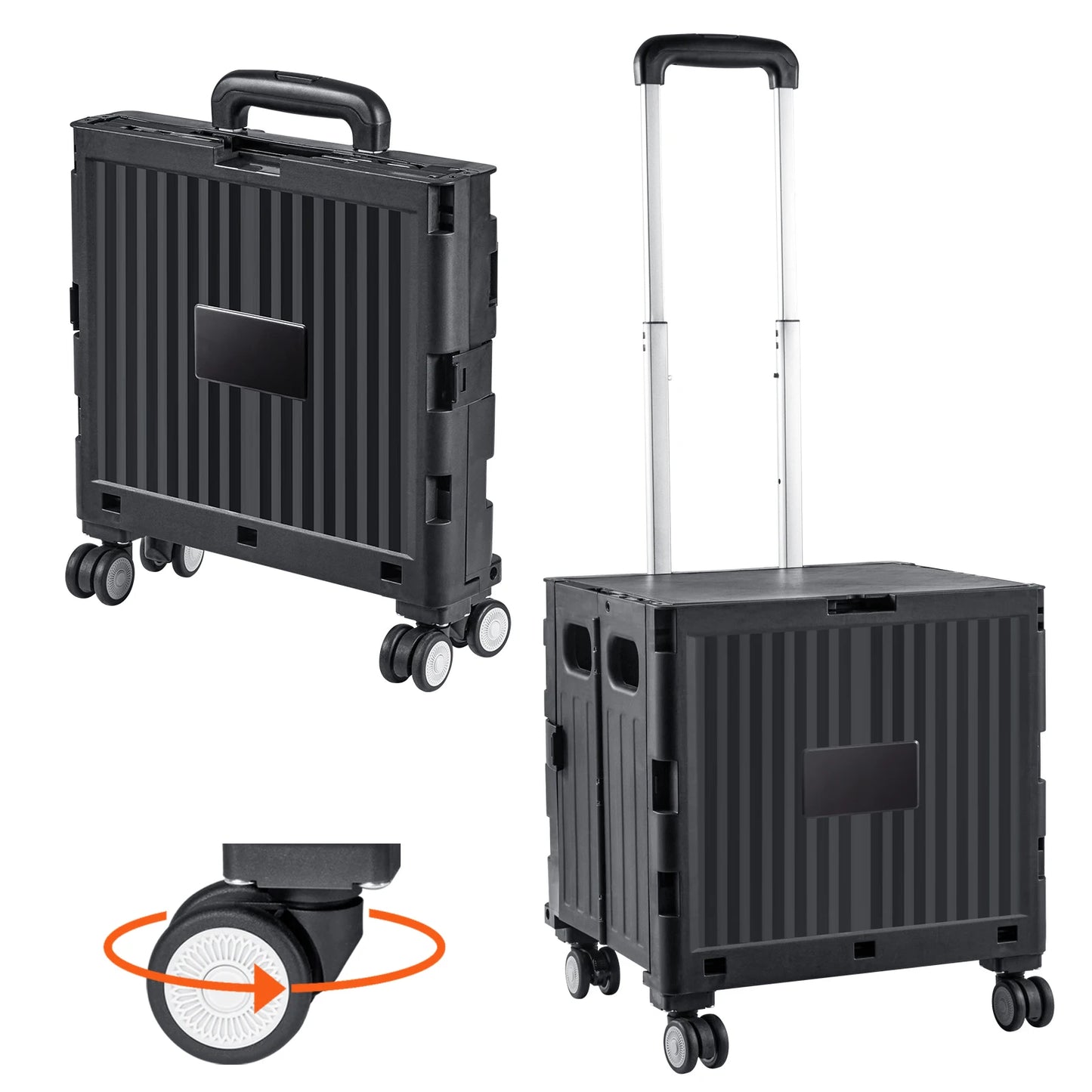 SucceBuy Foldable Utility Cart With Telescopic Handle
