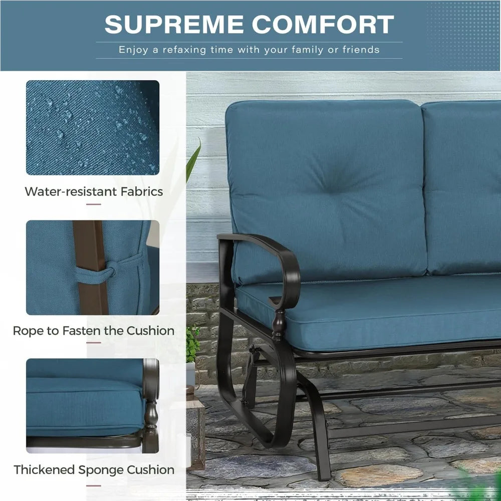 Outdoor Patio Glider Chair Rocking Bench for Two Person Wrought Iron Loveseat Seating