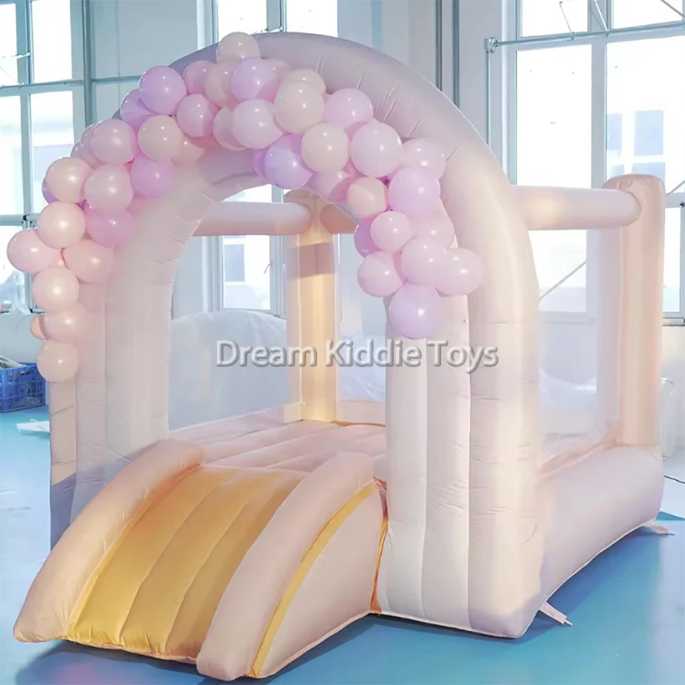 Rainbow Cotton Candy Bounce House Pastel Bouncer with Slide Blower Included Indoor Outdoor Trendy Bouncer for Kids