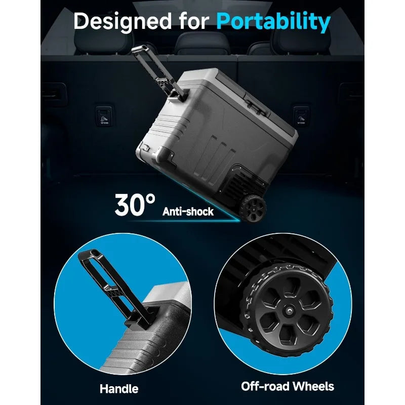 Car Fridge Portable 12 Volt Refrigerator 53 Quart 50 Liter Electric Cooler with 12 24 Volt DC and 110 240 Volt AC for Truck Van RV Camper SUV