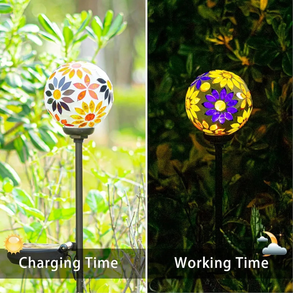 Solar Mosaic LED Garden Stake Light Waterproof Outdoor
