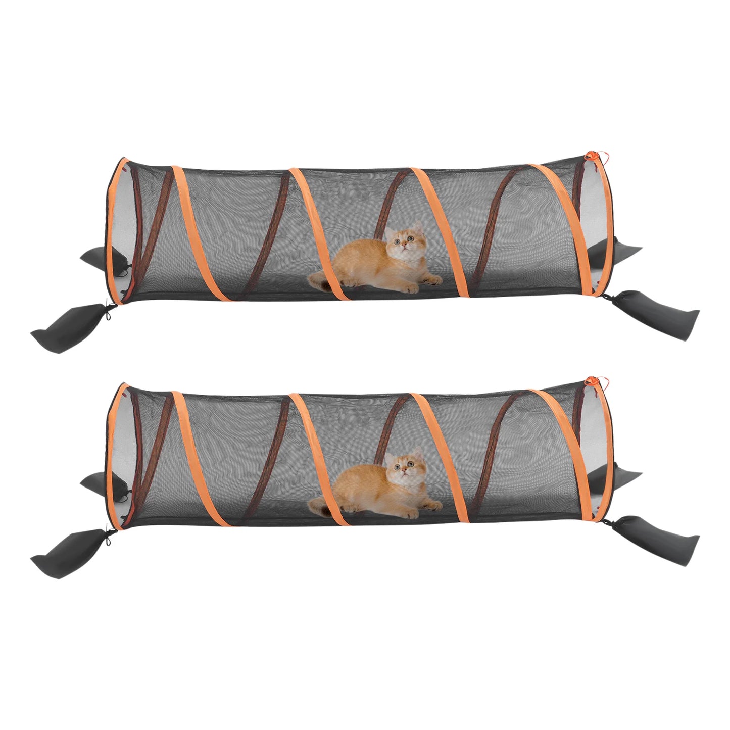 Foldable Cat Play Tunnel 2 Pack Mesh Channel Play House