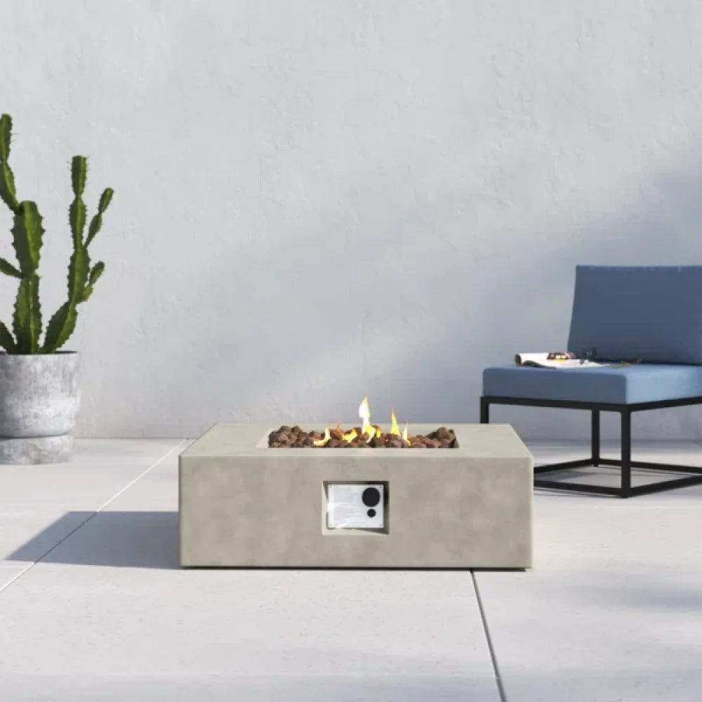12 Inch Concrete Outdoor Fire Pit Table Modern Garden Patio Heater