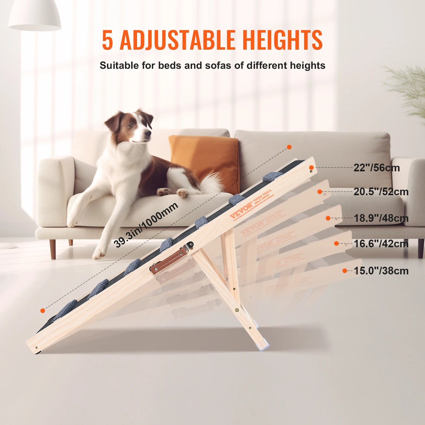 SucceBuy Dog Ramp Folding Ladder Anti Slip Removable Ramp