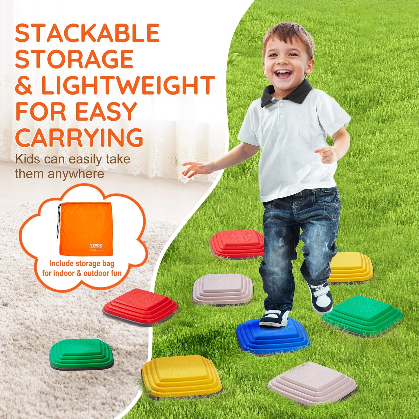 VEVOR 10PCS Children's Balance Training Stepping Stones Sensory Coordination Game for Kids Sports Toys