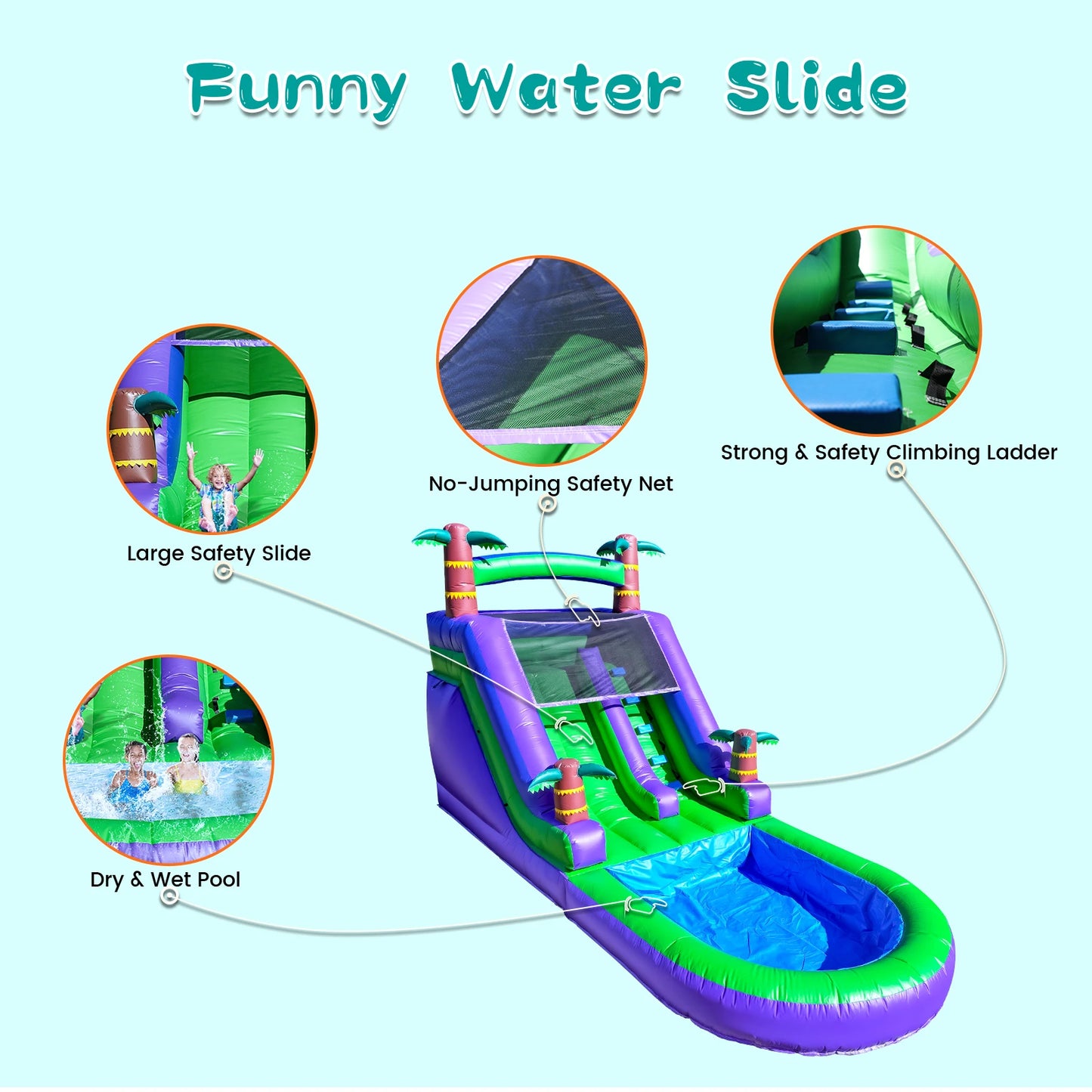 Giant Commercial PVC Inflatable Bounce House Tropical Water Slide for Kids Party Children's Playground Toys