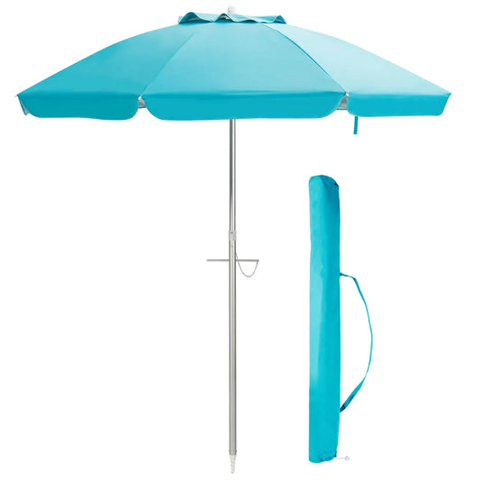 6.5 Ft Patio Beach Umbrella Tilt Aluminum Portable With Bag