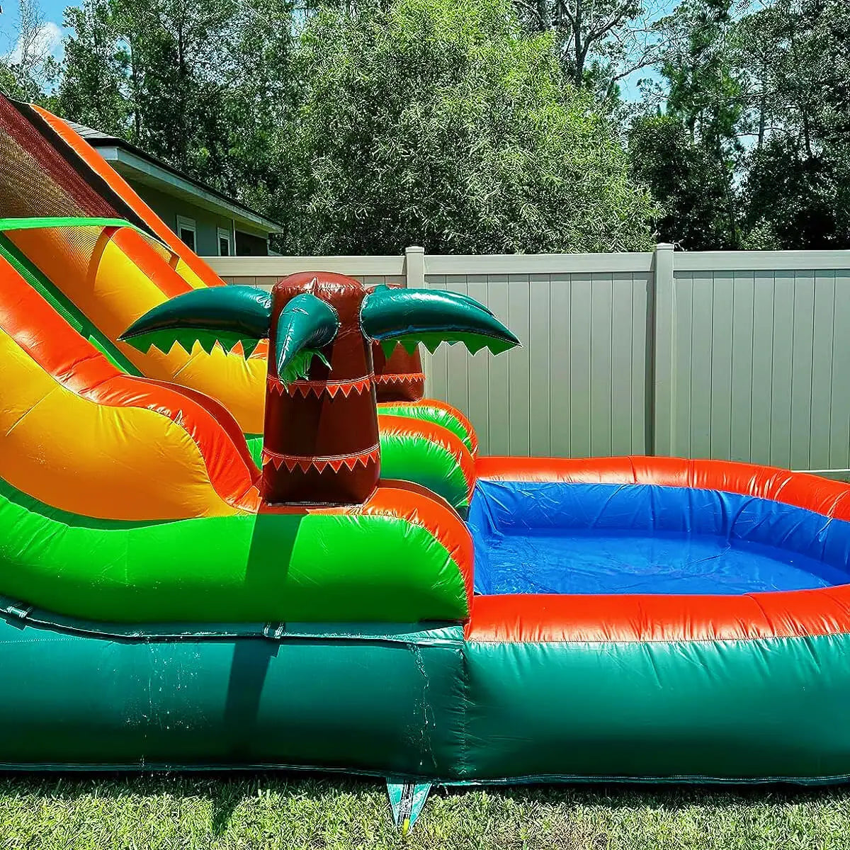 Inflatable Pool Summer Outdoor Air Bounce Water Amusement Play Equipment Inflatable Water Double Slide Bubble Ball