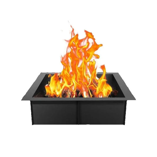 SucceBuy Square Fire Pit Ring 36x36 Inch Outer 30x30 Inch Inner Diameter 10 Inch Height Outdoor Camping Bonfire Insert