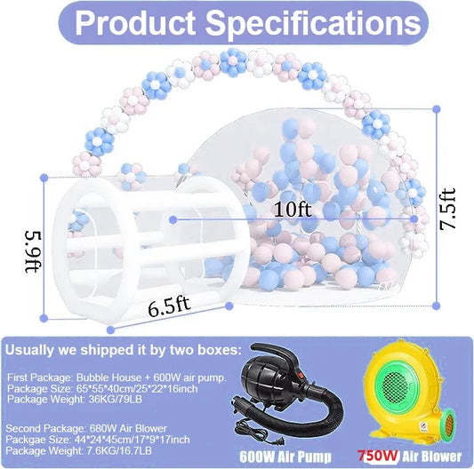 Inflatable Balloon Bubble House Tent Commercial Grade PVC Clear Bubble House with Air Pump and Blower 10 Feet for Children's Party