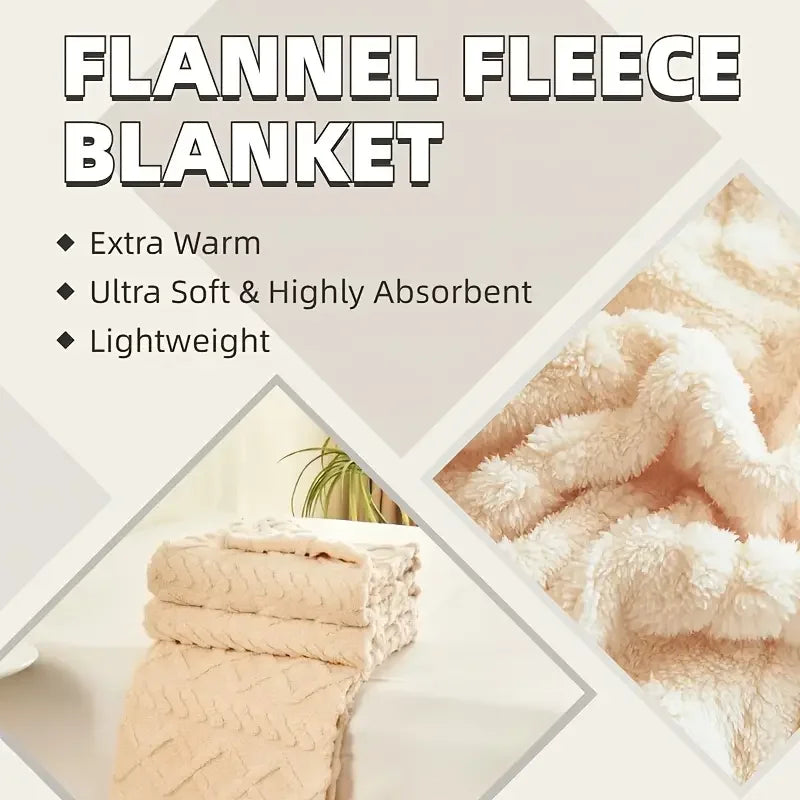 Ultra Soft 3D Plush Fleece Blanket Dense Weave For Warmth