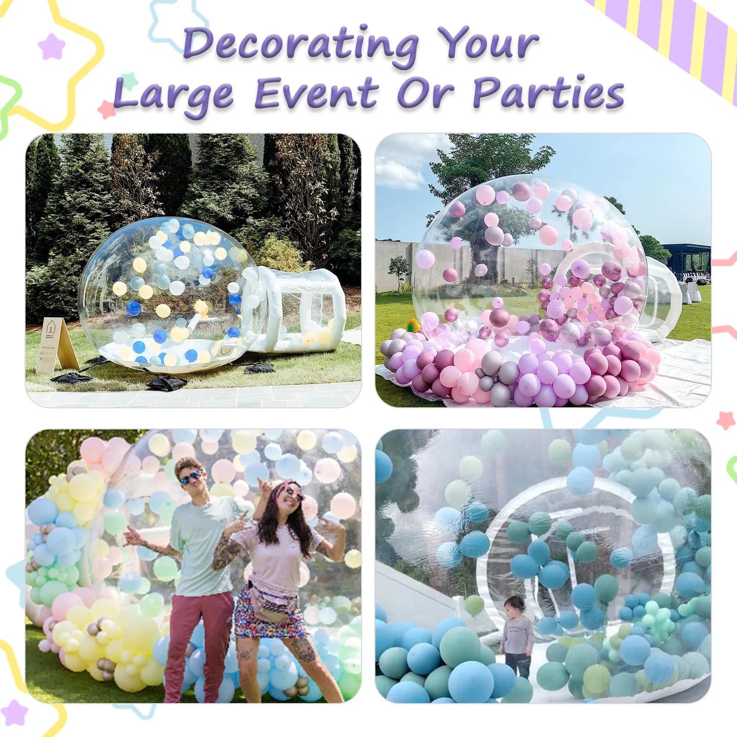 Inflatable 3M 10FT PVC Bubble House Children Toys Outdoor Commercial Castle With 1100W Air Blower And 100 Balloons