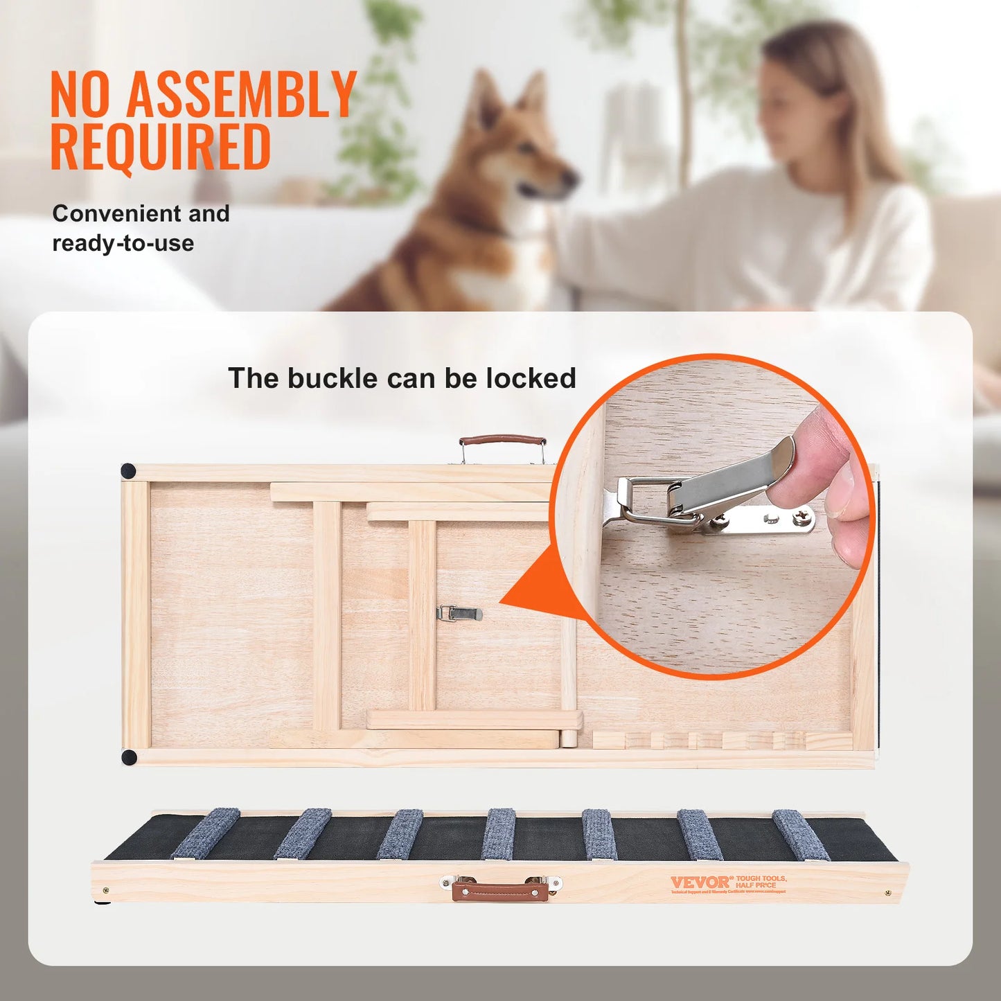 SucceBuy Dog Ramp Folding Ladder Anti Slip Removable Ramp