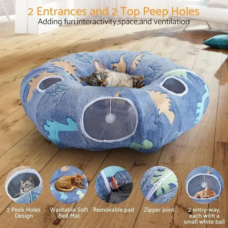 Cat Tunnels Interactive Play System With Foldable And Washable 4 Entry Adventure Zone