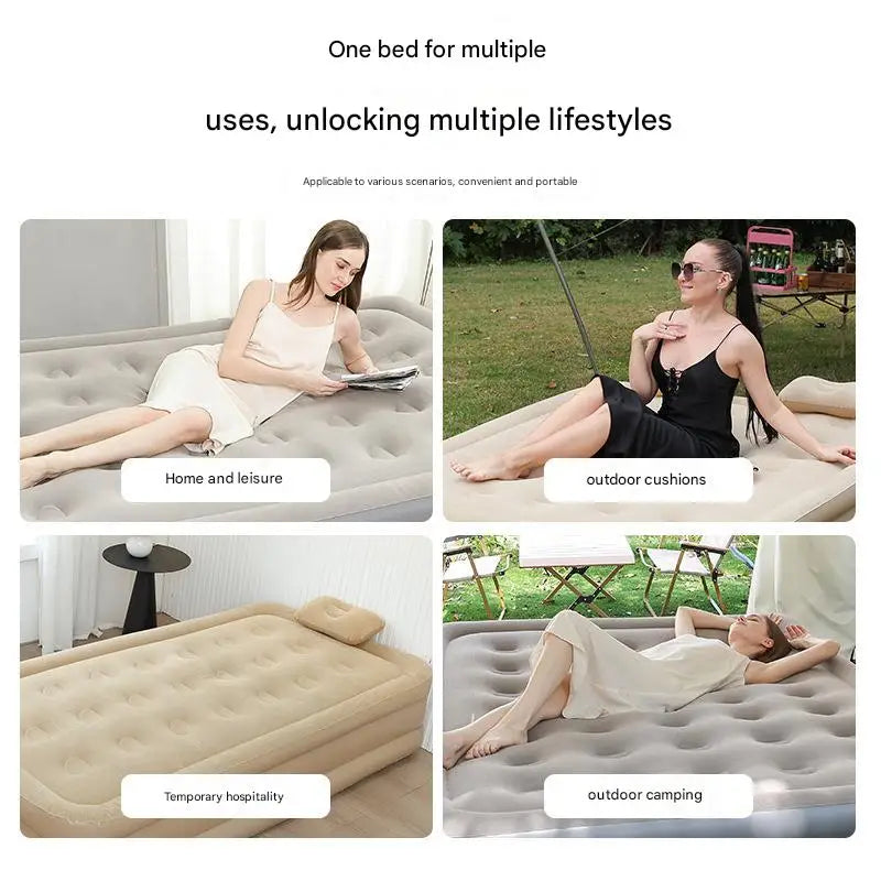 Portable Folding Inflatable Camping Mattress With Pump