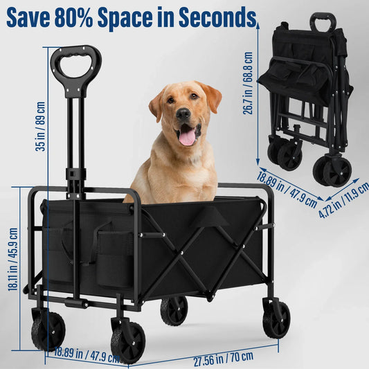 Foldable Wheel Camping Handcart Portable One Hand Cargo