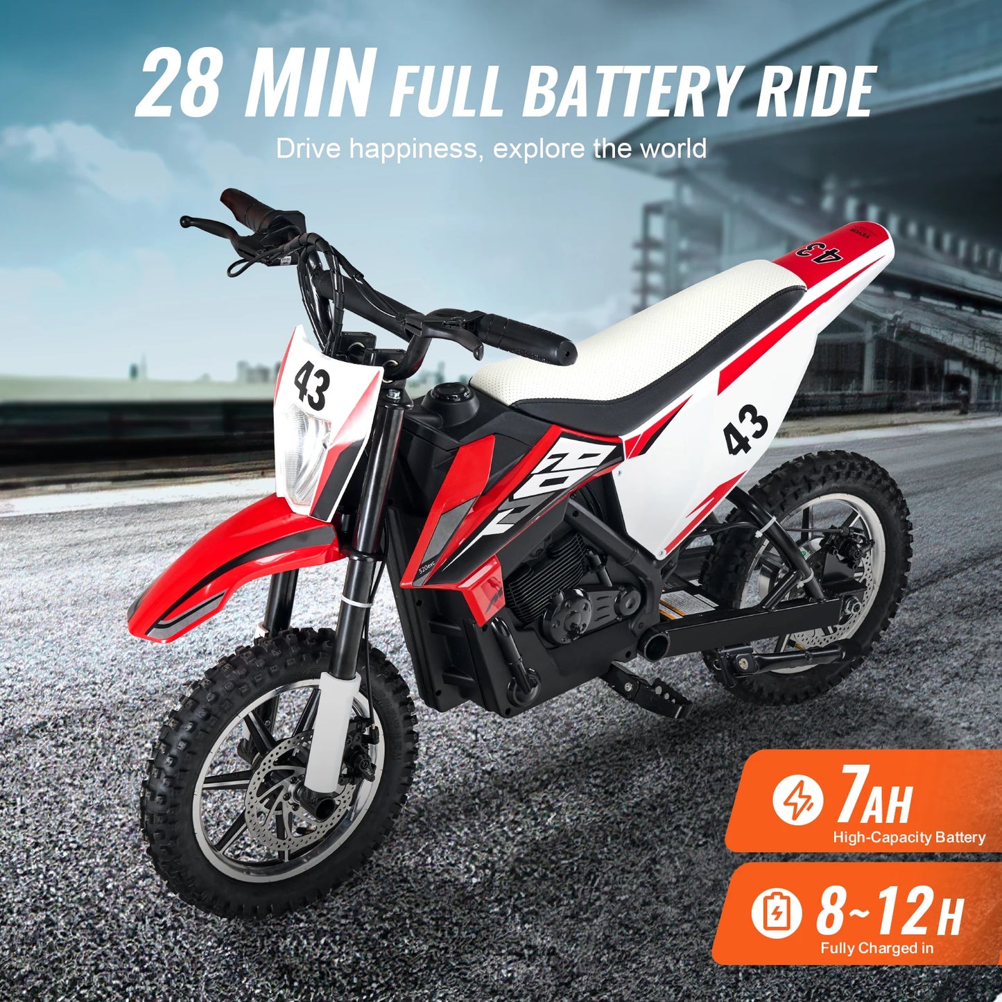 SucceBuy 36V Kids Ride On Motorcycle with Speed Up to 15.5mph Treaded Tire Battery Gauge Electric Motorcycle Toys for Children