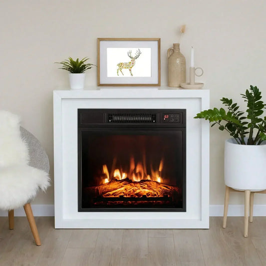 Electric Fireplace Freestanding And Wall Mounted Heater With Realistic Flame And 5000 BTU Heat Output