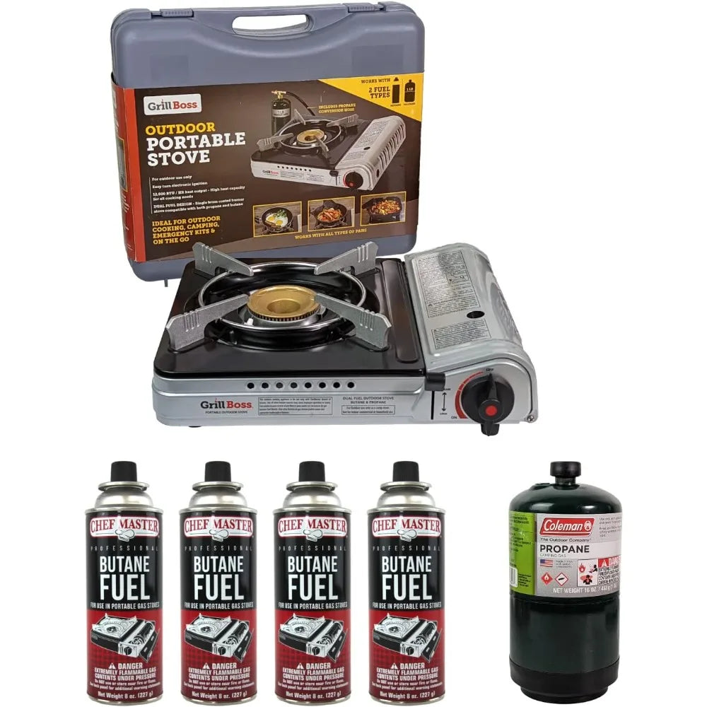 Compact Dual Fuel Portable Camping Stove Butane Propane