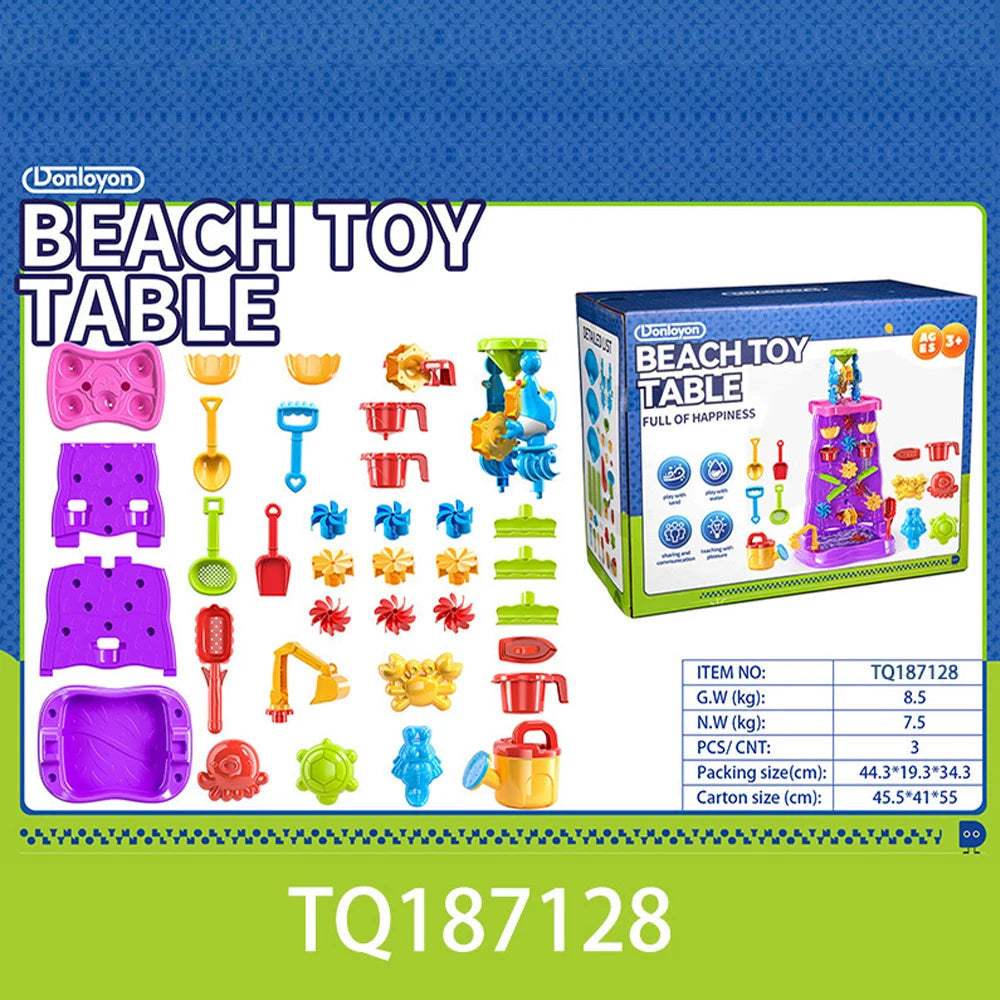 4 Tier Kids Sand Water Table Children's Beach Toys Summer Outdoor Interactive Set