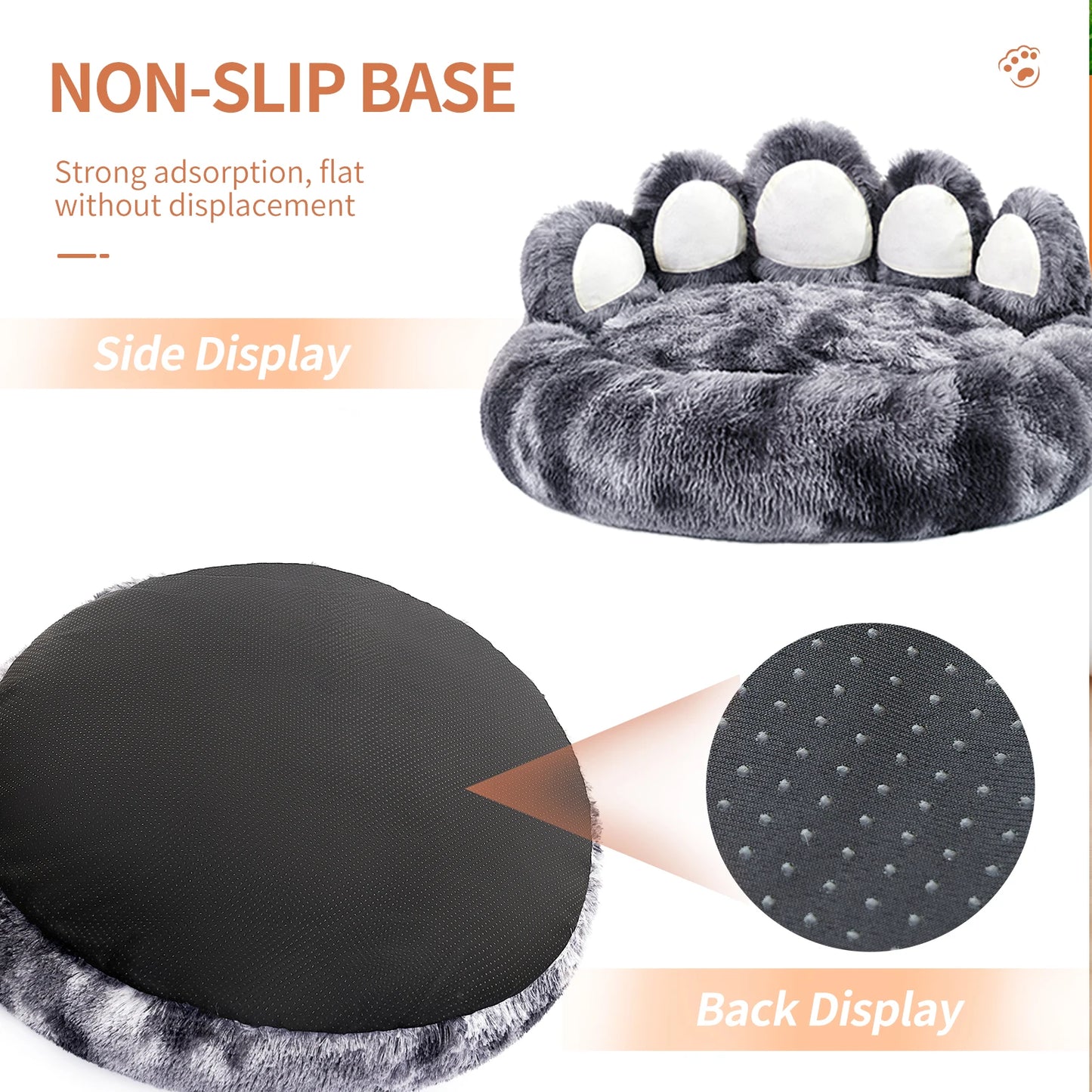 Paw Shape Cozy Dog Bed Warm Fluffy Cushion For Pets
