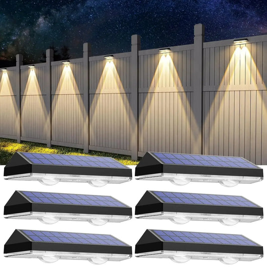 Solar Fence Lights Outdoor IP65 Waterproof 6 Pack Led