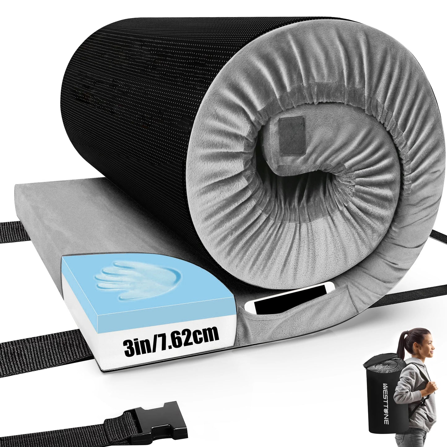 WESTTUNE Memory Foam Camping Sleeping Pad Portable For Car