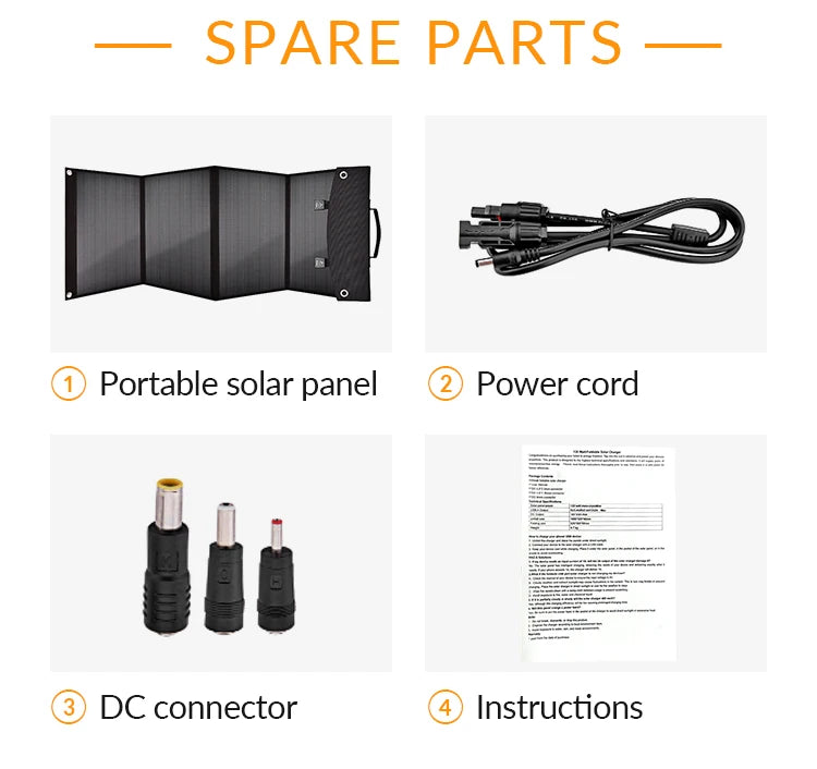 Ctolity 100W 18V Portable Foldable Flexible Monocrystalline Solar Panel Charger for Camping Outdoor Travel