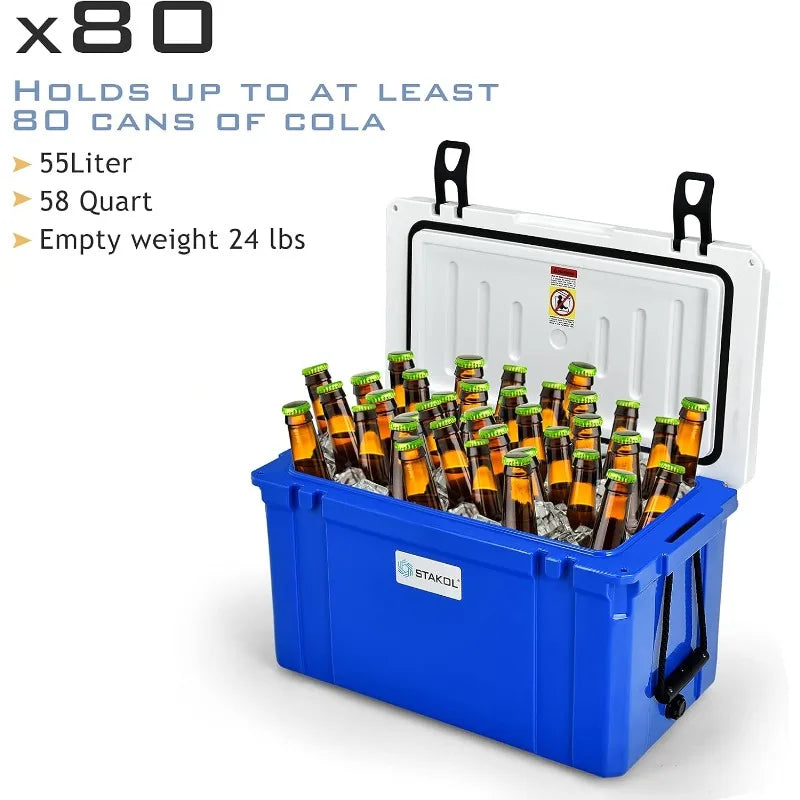 Goplus 58 Quart Cooler Ice Chest with 4 Day Ice Retention Heavy Duty Hard Cooler for Camping Outdoors