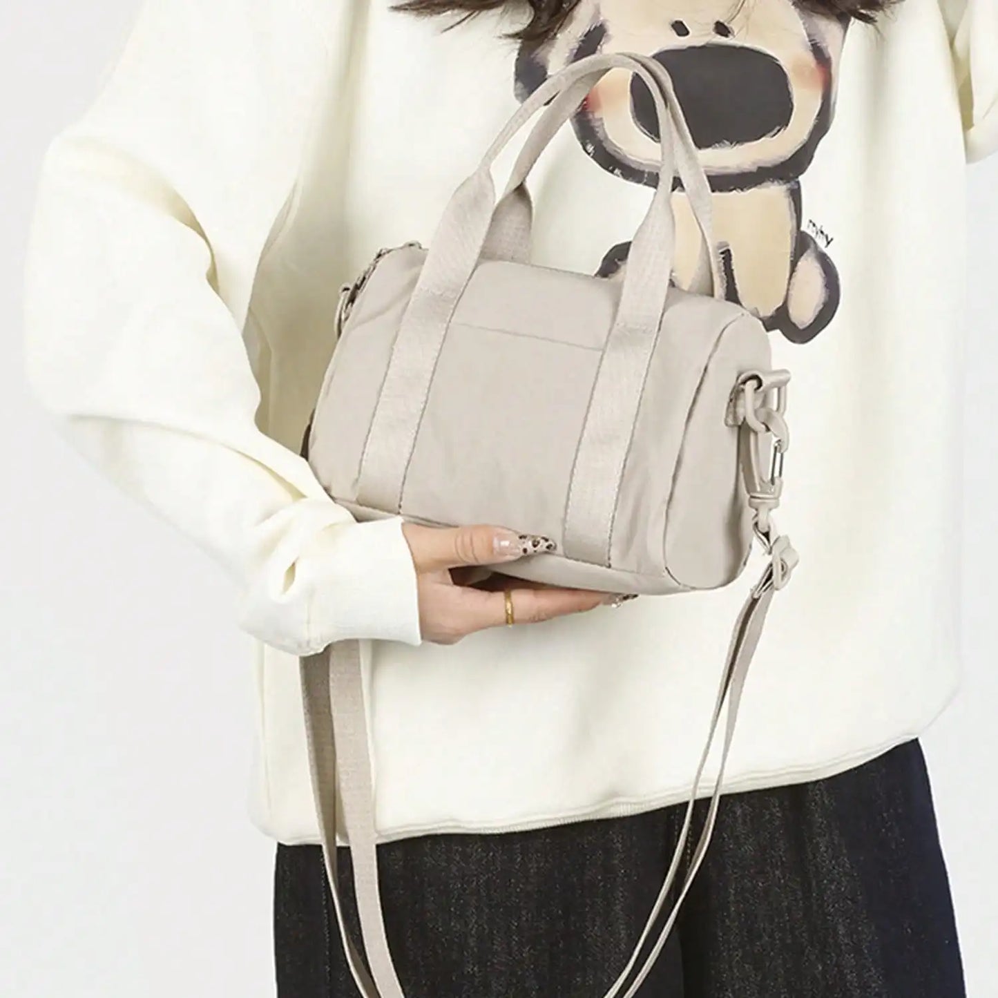 Women's Small Square Tote Bag Large Capacity With Compartments Hand or Shoulder Waterproof Fashionable For Travel Work