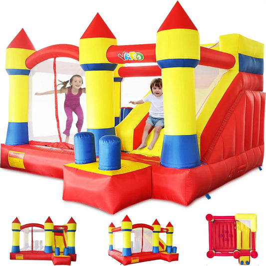 Inflatable Trampoline Bouncy Castle Jumping House with Blower Kids Playhouse Inflatable Bouncer Games for Courtyard