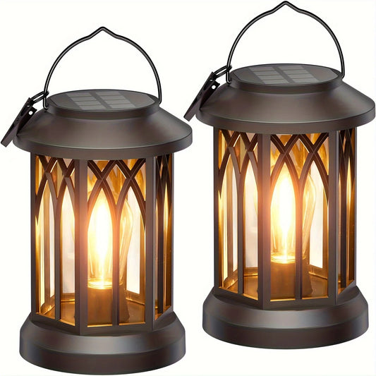 2 Pack Solar Lantern Lights Warm Light For Garden Patio